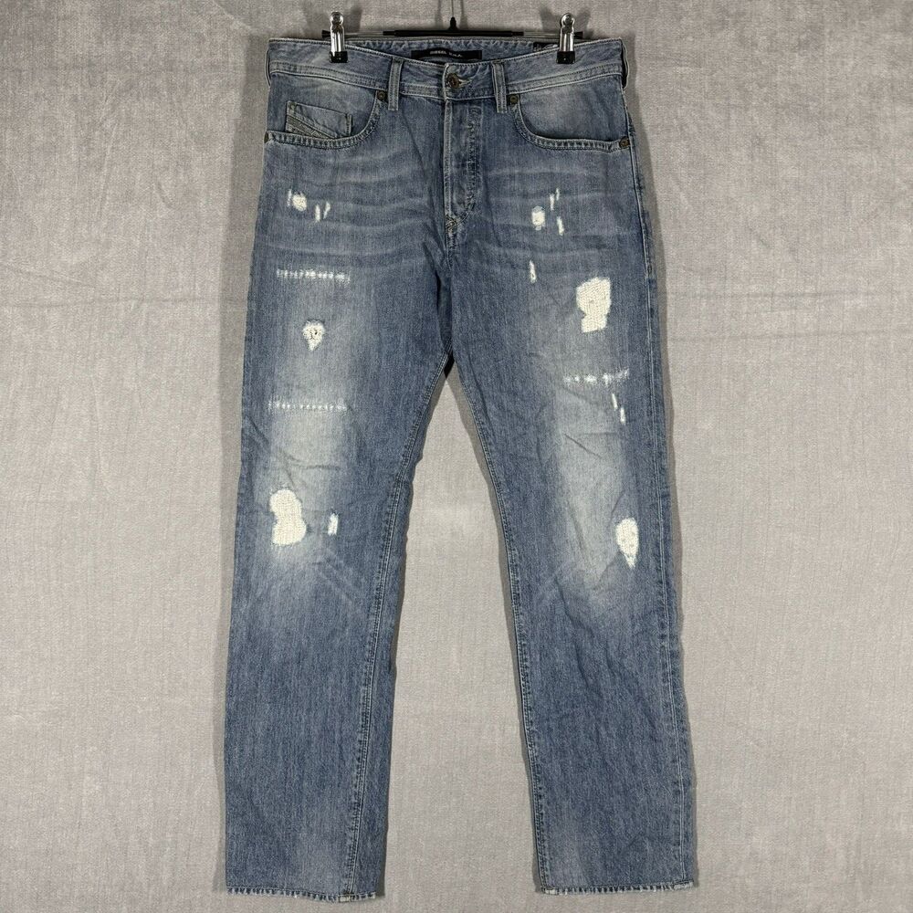 Diesel Buster Men’s Jeans Size 31x32 Regular Slim Tapered Blue Distressed Denim